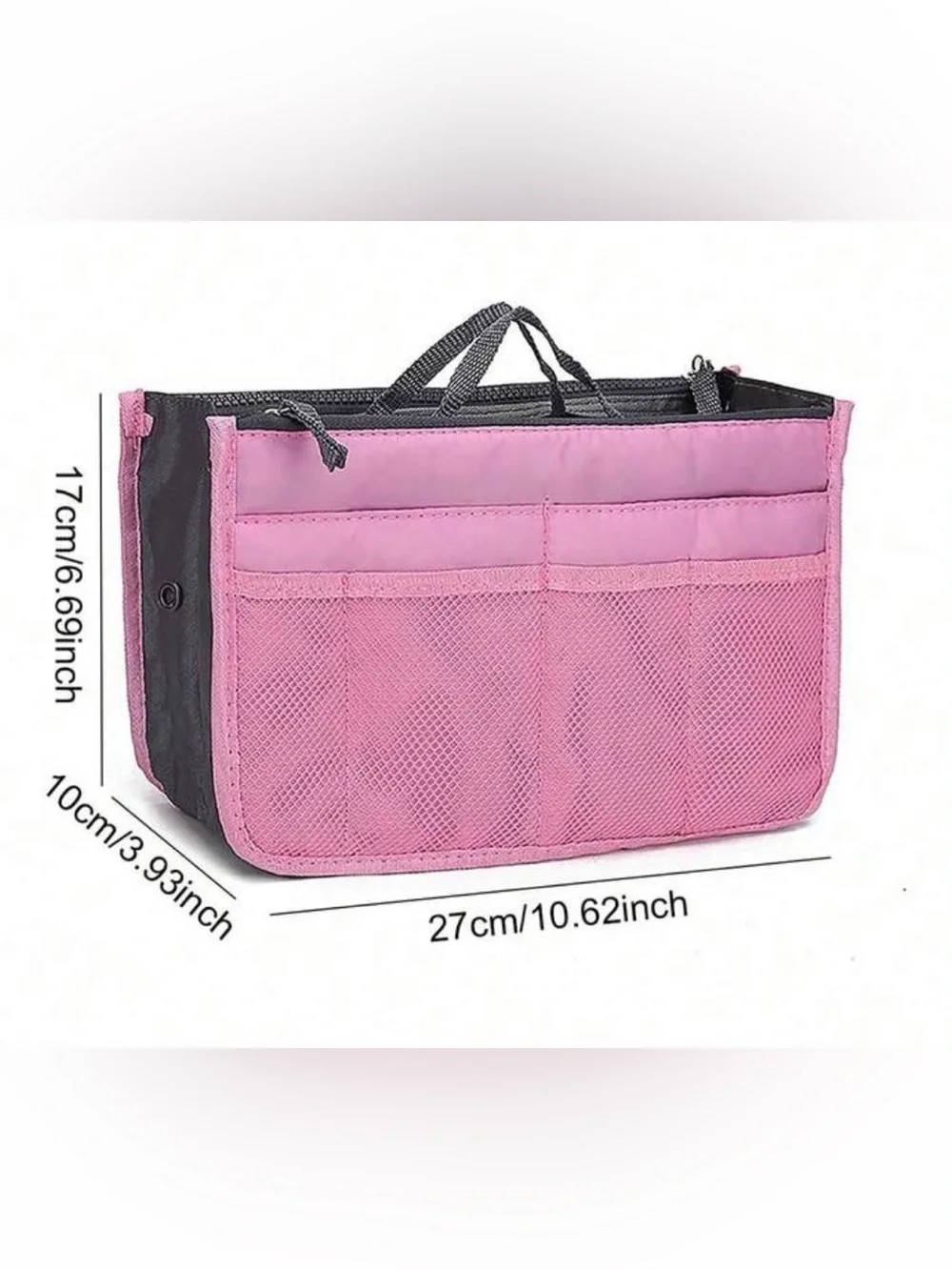 Pink Handbag Organizer Insert Tote Bag Shaper Purse Liner Multi-Pocket NWT